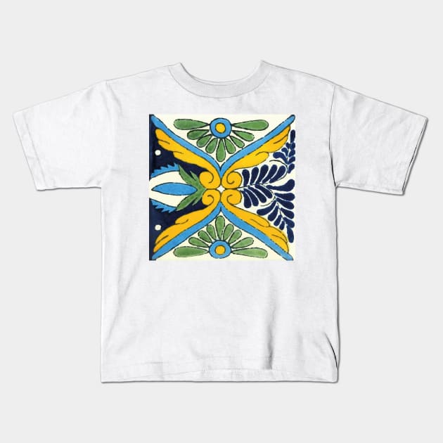 Amarillo talavera tile abstract yellow azulejo Kids T-Shirt by T-Mex